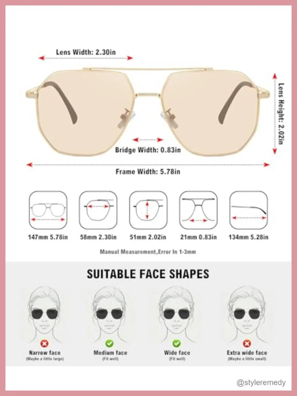 Retro Oversized Aviator Sunglasses Polarized UV400 Metal Frame for Women Men